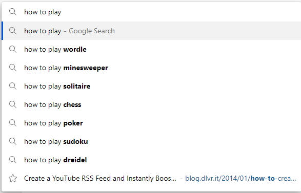 A screenshot of the Google search box with "how to play" in it.
